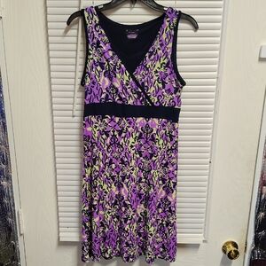 Tek Gear Purple and Black Floral Midi Dress